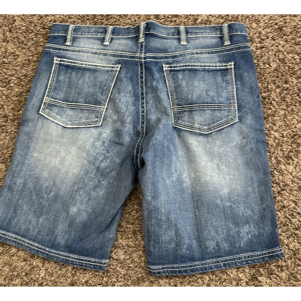 NWT Foundry Shorts Blue Denim Bermuda Relaxed Fit Distressed Sz 46x10